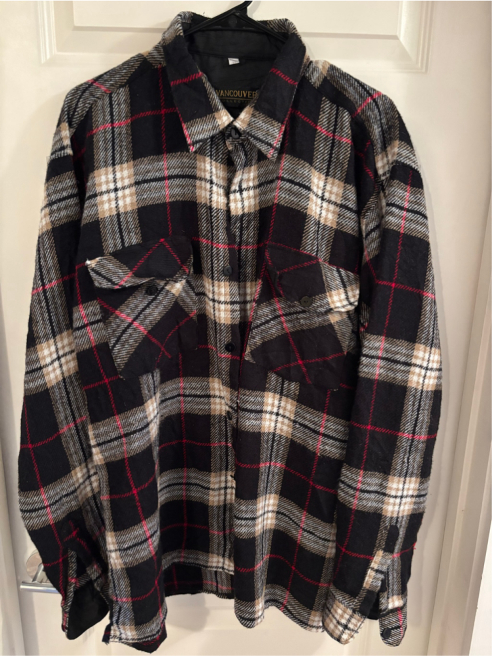Vintage Vancouver Collection Men's Heavyweight Flannel Shirt Plaid Black Red 46